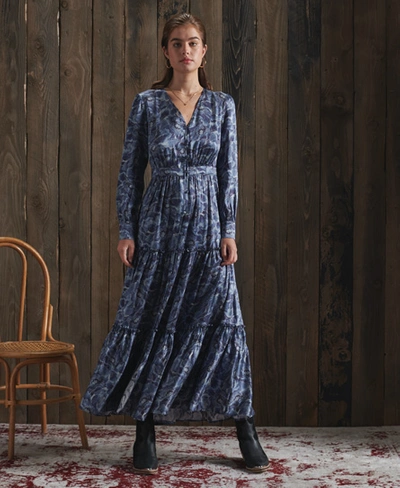 Shop Superdry Women's Dry Printed Silk Dress Blue / Blue Floral