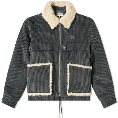 Shop Kenzo Bombadier Shearling Bomber Jacket In Grey