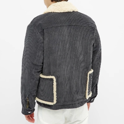 Shop Kenzo Bombadier Shearling Bomber Jacket In Grey