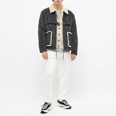 Shop Kenzo Bombadier Shearling Bomber Jacket In Grey