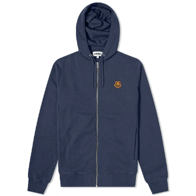 Shop Kenzo Tiger Crest Full Zip Hoody In Blue