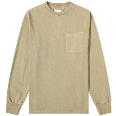 Shop Aimé Leon Dore Long Sleeve Washed Pocket Tee In Brown