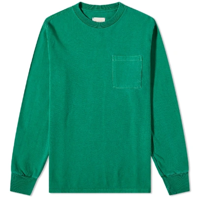 Shop Aimé Leon Dore Long Sleeve Washed Pocket Tee In Green