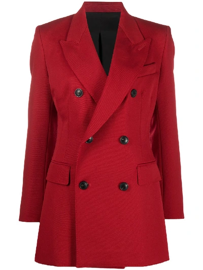 Shop Ami Alexandre Mattiussi Long Double-breasted Blazer In Red