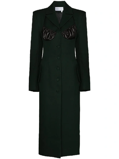 Shop Aleksandre Akhalkatsishvili Bra-detail Mid-length Coat In Green