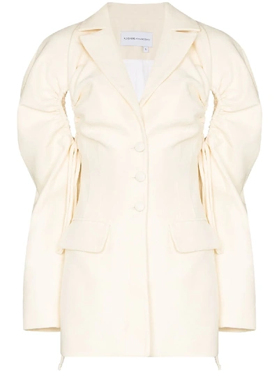Shop Aleksandre Akhalkatsishvili Ruched Knot-detail Blazer Jacket In White