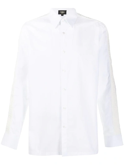 Shop Fendi Button-up Long-sleeve Shirt In White