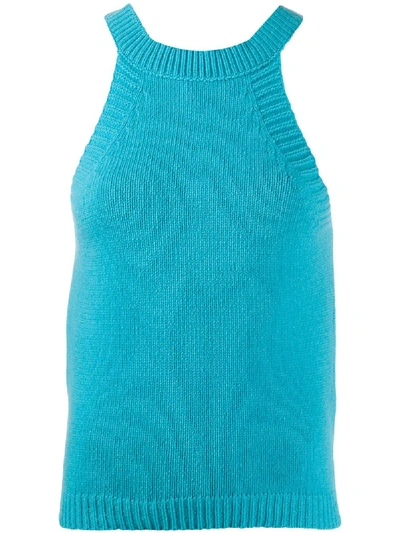 Shop Jejia Knitted Tank Top In Blue