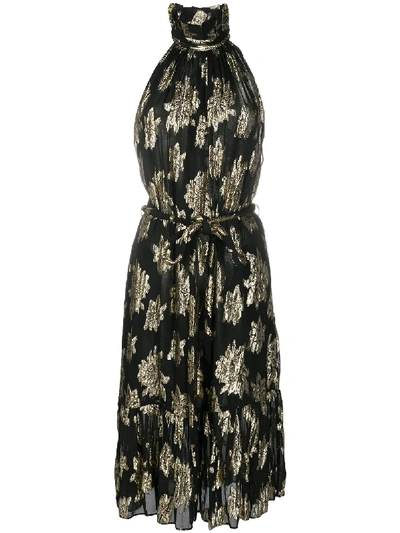 Shop Iro Metallic-thread Floral Dress In Black