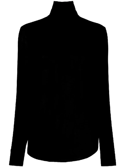 Shop Rochas High Neck Blouse With Peephole Back In Black