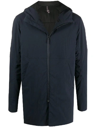 Shop Arc'teryx Long Padded Hoodie In Blue