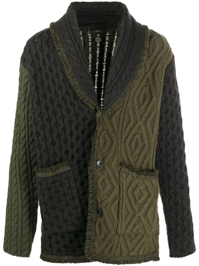 Shop Alanui Woodland Fisherman Jacquard Cardigan In Green