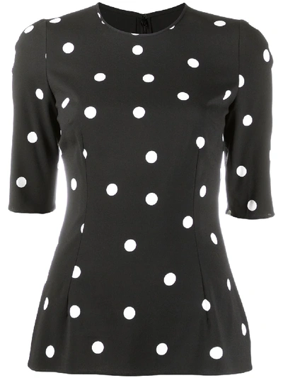 Shop Dolce & Gabbana Polka Dot-print T-shirt In Black