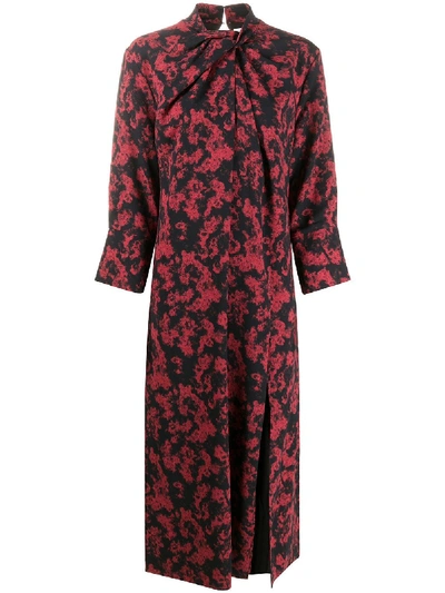 Shop 16arlington Fujiko Twist-neck Midi Dress In Red