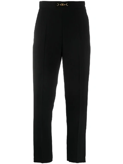 Shop Elisabetta Franchi Cropped Straight-leg Trousers In Black