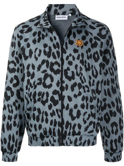 Shop Kenzo Leopard Print Track Jacket In Blue