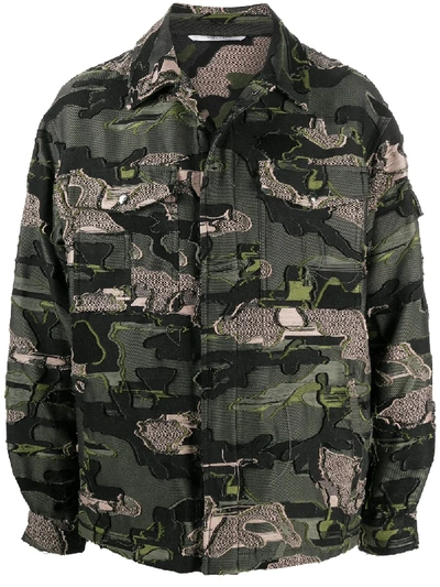 Shop Valentino Camouflage-embroidered Jacket In Green