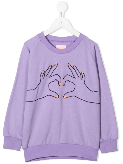 Shop Wauw Capow Love Embroidered Sweatshirt In Purple