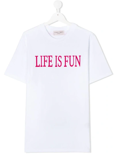 Shop Alberta Ferretti Slogan Print T-shirt In White