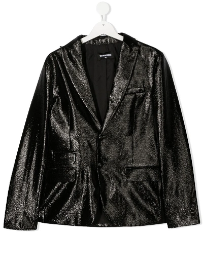 Shop Dsquared2 Wet Look Blazer Jacket In Black