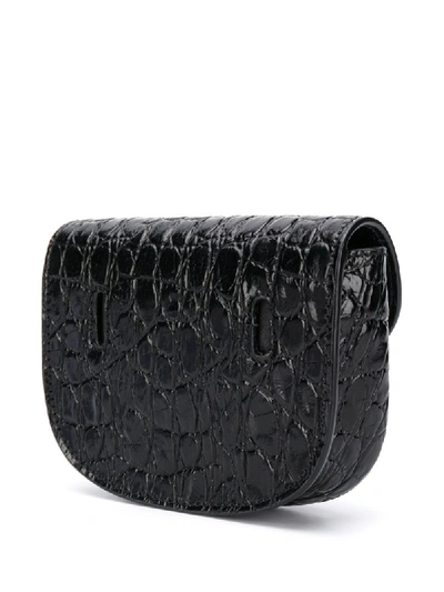 Shop Saint Laurent Kaia Crocodile-effect Belt Bag In Black