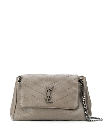 Shop Saint Laurent Medium Niki Quilted Shoulder Bag In Grey