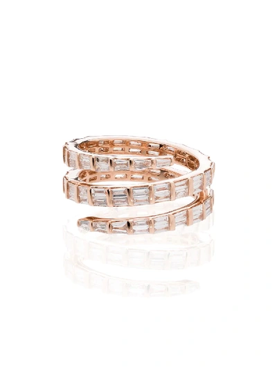 Shop Anita Ko 18kt Rose Gold Baguette Diamond Coil Ring In Pink