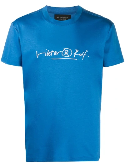 Shop Viktor & Rolf Signature Logo Print T-shirt In Blue