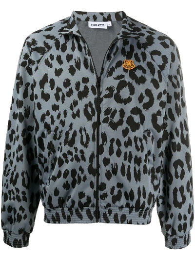 Shop Kenzo Leopard Print Jacket In Grey