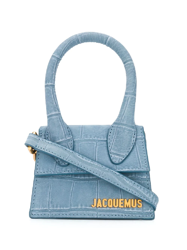 Jacquemus Le Chiquito Mini Crocodile Effect Bag In Blue ModeSens