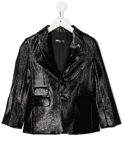 Shop Dsquared2 Wet Look Blazer Jacket In Black