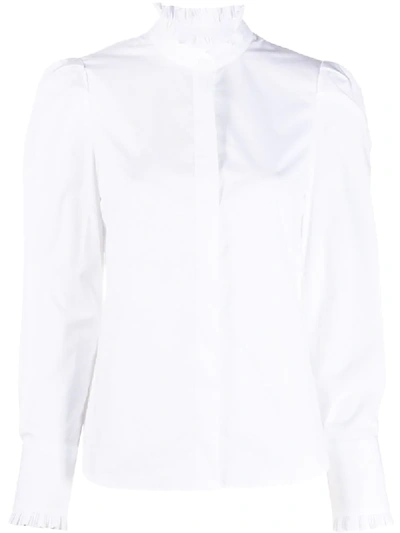 Shop Dondup Ruffle Neck Blouse In White