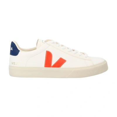 Shop Veja Campo Trainers In Extra White Orange Fluo Cobalt