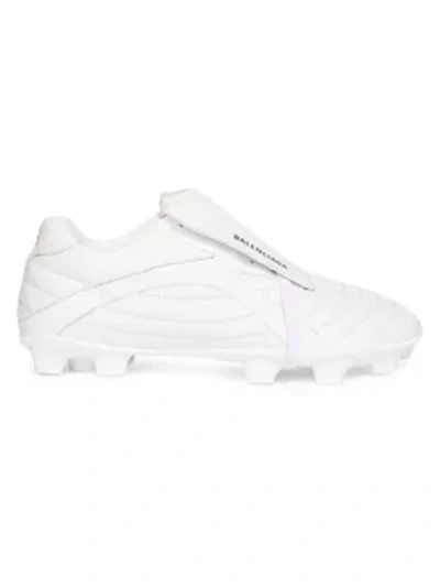 Shop Balenciaga Leather Soccer Sneakers In White Black