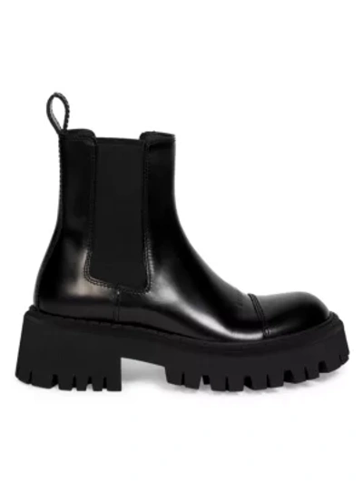 Shop Balenciaga Tractor Lug-sole Leather Chelsea Boots In Black