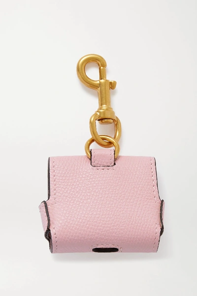 Shop Valentino Textured-leather Airpods Case In Baby Pink