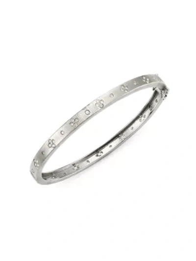 Shop Nina Gilin Women's Black Rhodium-plated & Diamond Bangle Bracelet In Silver