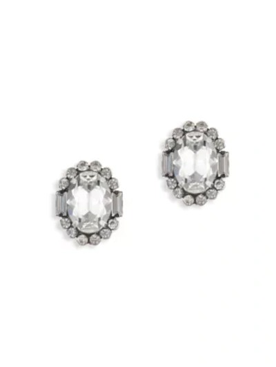 Shop Dannijo Women's Dima Swarovski Crystal Oval Stud Earrings In Silver