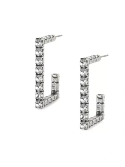Shop Dannijo Archer Swarovski Crystal Square Hoop Earrings In Silver