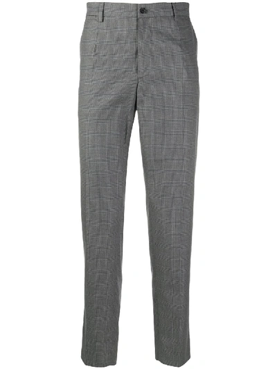 Shop Dolce & Gabbana Check-pattern Tailored Trousers In Grey