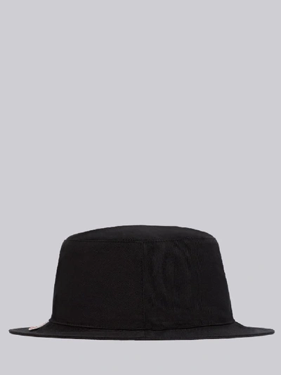 Shop Thom Browne Black Cotton Twill Pig Icon Embroidered Bucket Hat