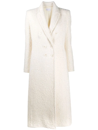 Shop Patrizia Pepe Double-breasted Fitted Coat In White
