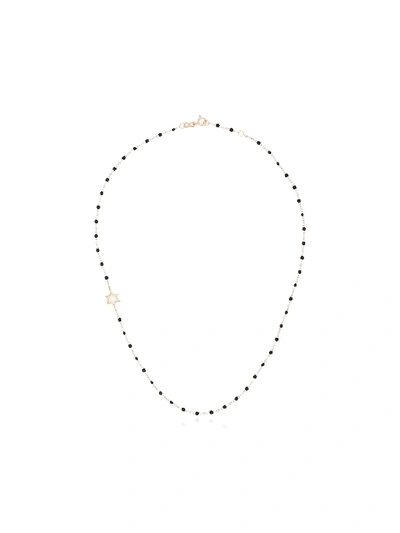 Shop Gigi Clozeau 18kt Rose Gold Diamond Star Beaded Necklace In Pink