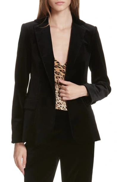 Shop Frame Stretch Velvet Blazer In Noir