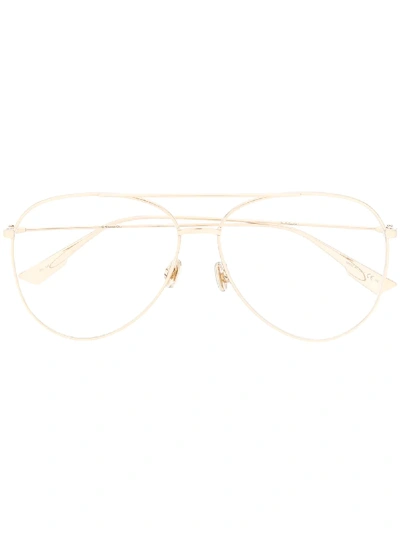 Shop Dior Stellaire Pilot-frame Glasses In Gold