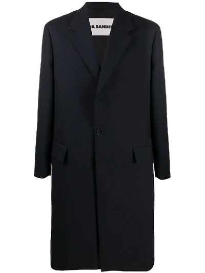 Shop Jil Sander Single-breasted Oversize Coat In Blue