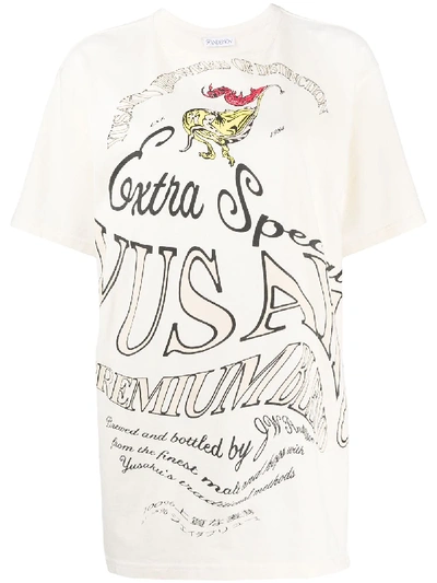 Shop Jw Anderson Graphic-print Cotton T-shirt In Neutrals