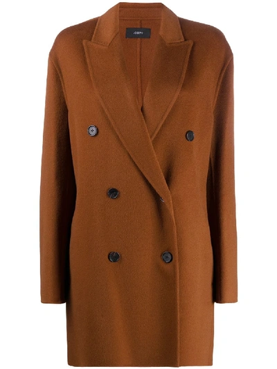 Shop Joseph Clavel Double-breasted Coat In Brown