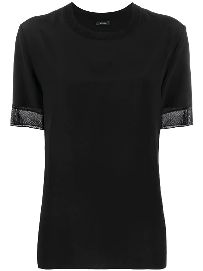 Shop Joseph Lightweight Semi-sheer Trim T-shirt In Black