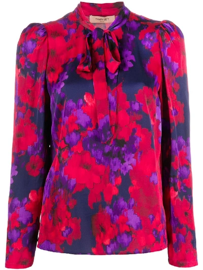 Shop Twinset Floral Print Blouse In Red